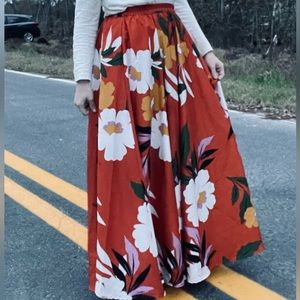 Cato orange skirt with flowers print, size small